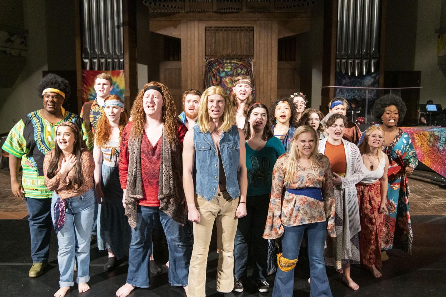 Musical theatre students performed in Carthage's 2022 production of Hair: The Musical.